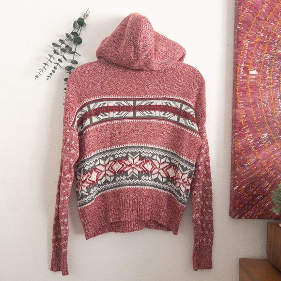 Yet Again Fair Isle Hooded Wool Blend Pull Over Sweater Size Large - Picture 2 of 4